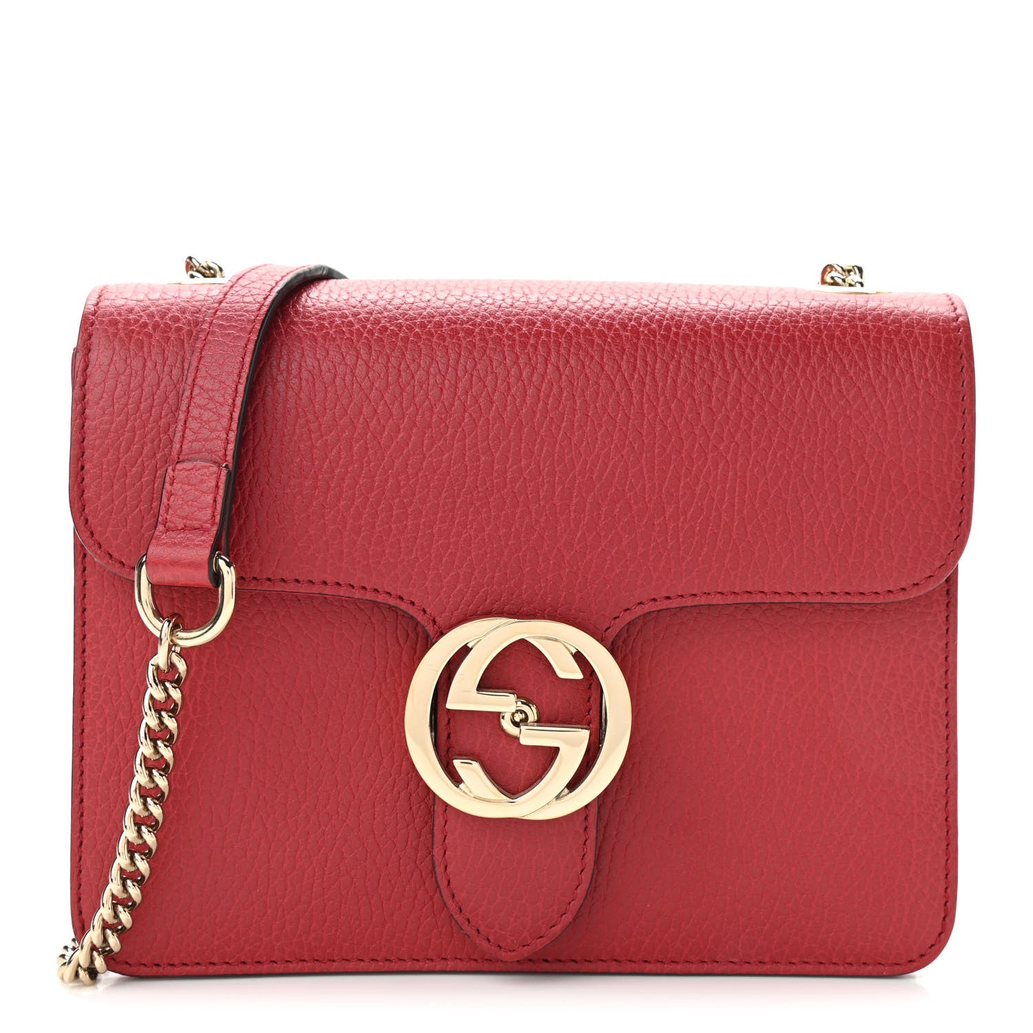 Gucci Dollar Calfskin Small Interlocking G Shoulder Bag Red 1 of 13