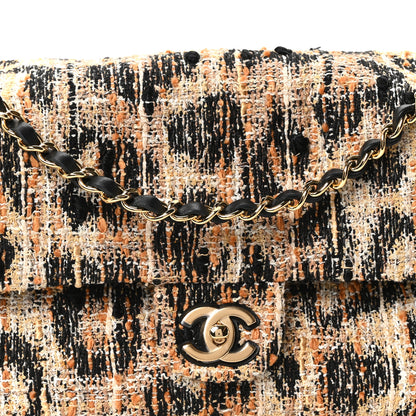 Chanel Tweed Mixed Fibers Leopard Print Small Souplissimo Maxi Flap Brown Black White 8 of 11