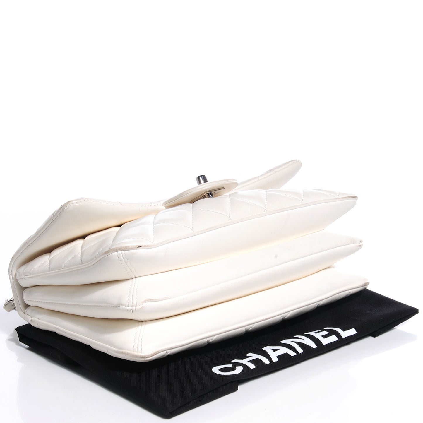 Lambskin Quilted Medium 3 Flap White
