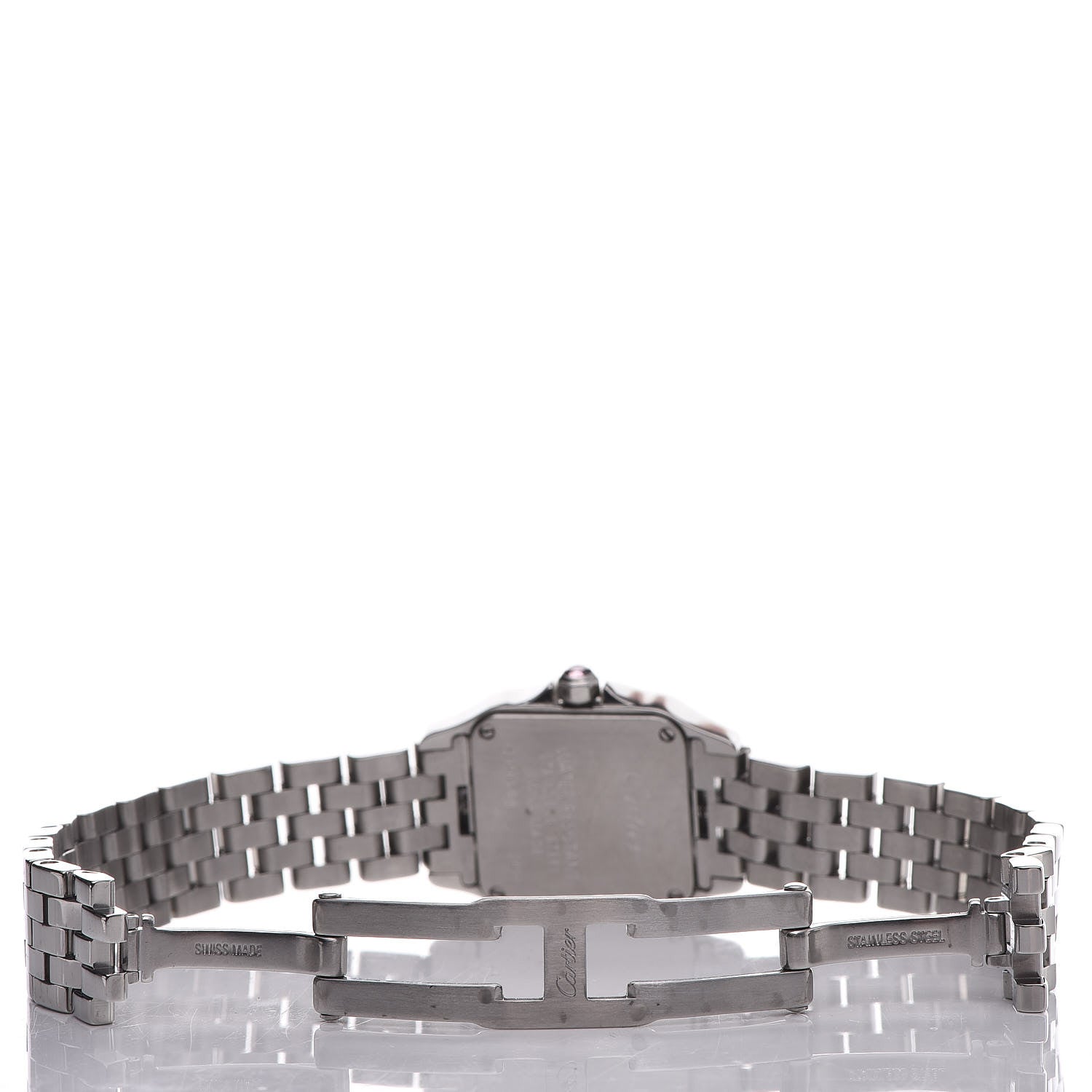 Cartier Stainless Steel Pink Mother of Pearl 20mm Santos Demoiselle Quartz Watch 8 of 8