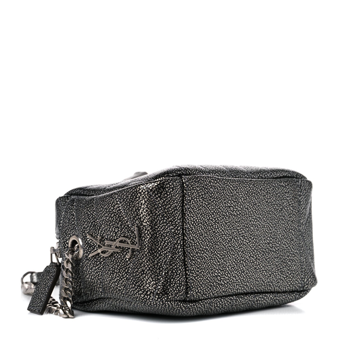 Metallic Grain De Poudre Y Quilted Monogram Mini Loulou Camera Bag Gun Metal