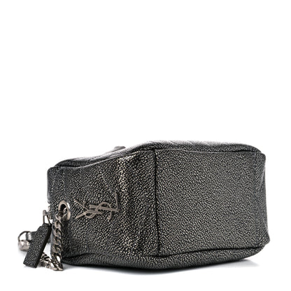 Saint Laurent Metallic Grain De Poudre Y Quilted Monogram Mini Loulou Camera Bag Gun Metal 4 of 13