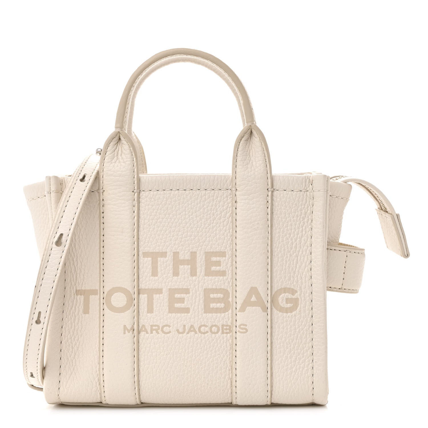 Marc Jacobs Grained Calfskin Mini The Tote Bag Cotton Silver 1 of 21