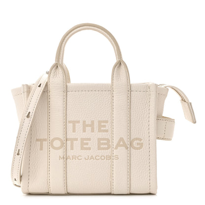 Marc Jacobs Grained Calfskin Mini The Tote Bag Cotton Silver 1 of 21