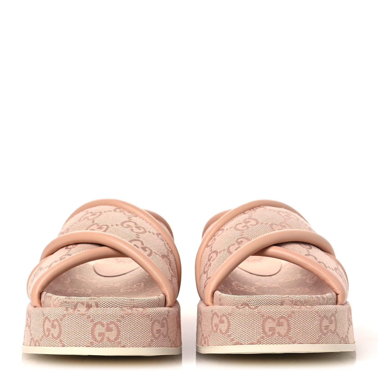 Gucci Monogram GG Calfskin Angelina Platform 55mm Slide Sandals 36.5 Light Pink 3 of 11