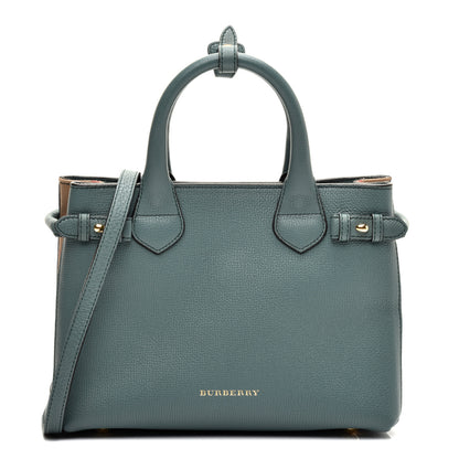 Burberry Grainy Calfskin House Check Small Banner Tote Smokey Green 1 of 12