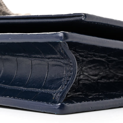 Saint Laurent Calfskin Crocodile Embossed Kate Monogram Tassel Chain Wallet Deep Marine 10 of 11