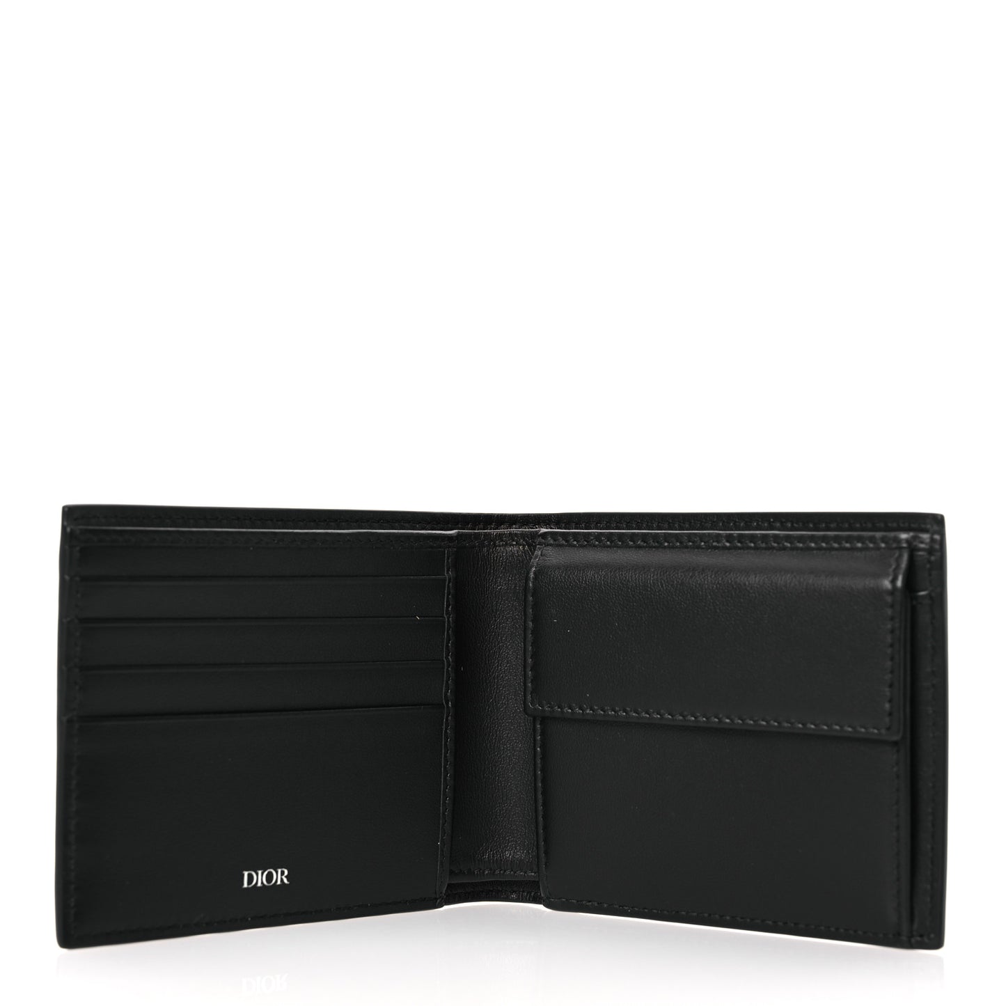 Calfskin Perforated Oblique Bi-Fold Do Galaxy Wallet Black