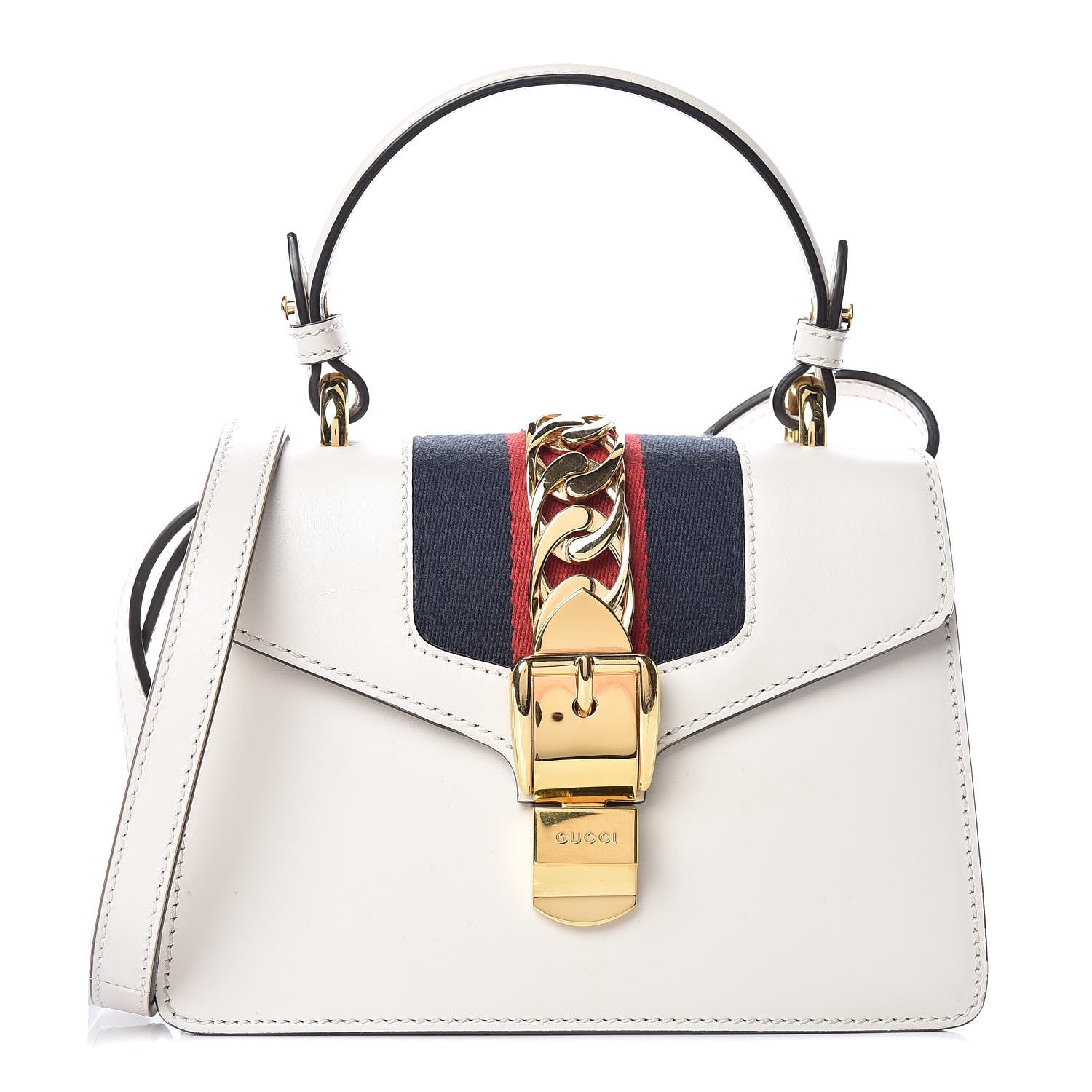Gucci Calfskin Mini Sylvie Top Handle Bag White 4 of 14