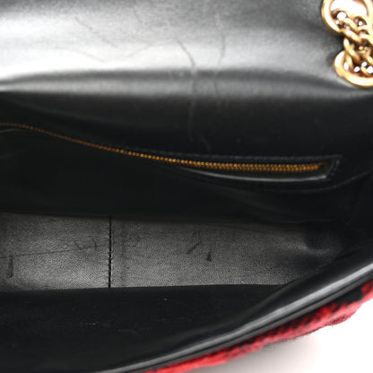 Balenciaga Wool Plaid Diagonal Allover Logo Matelasse M BB Round Shoulder Bag Red Black 5 of 11