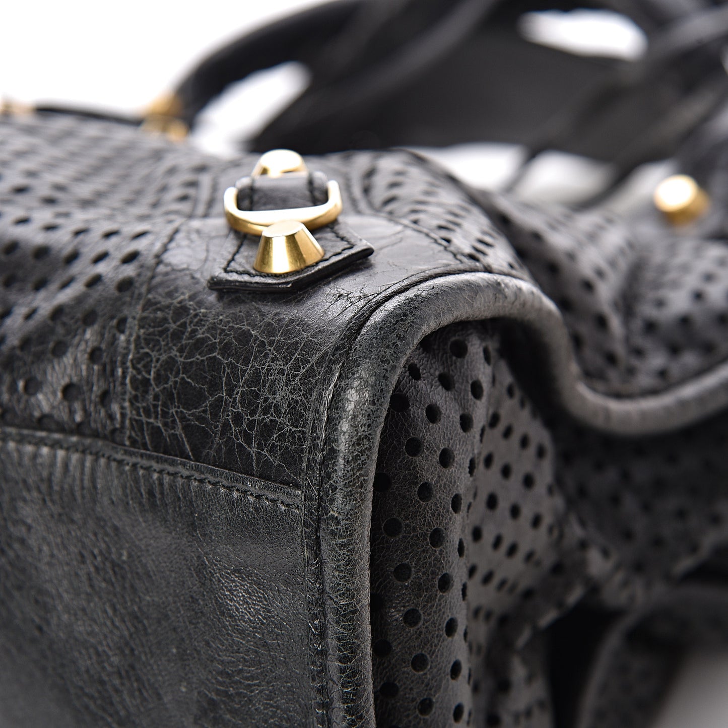 Agneau Laser Cut Cross Classic Gold Hardware City Black