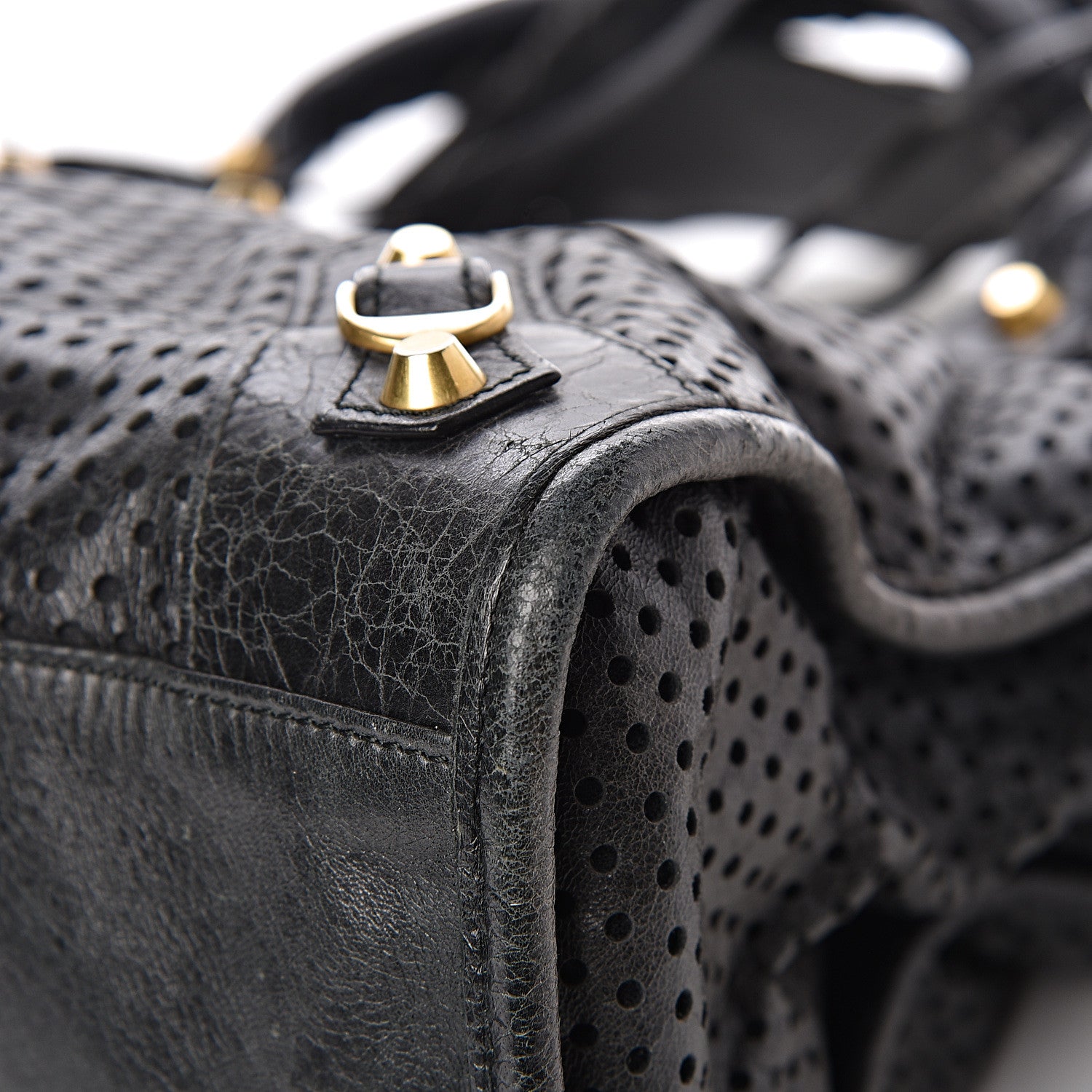 Balenciaga Agneau Laser Cut Cross Classic Gold Hardware City Black 7 of 16