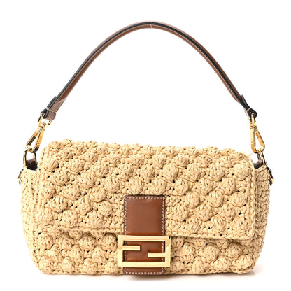 Fendi Hazelnut Stitch Raffia Baguette Beige 1 of 10