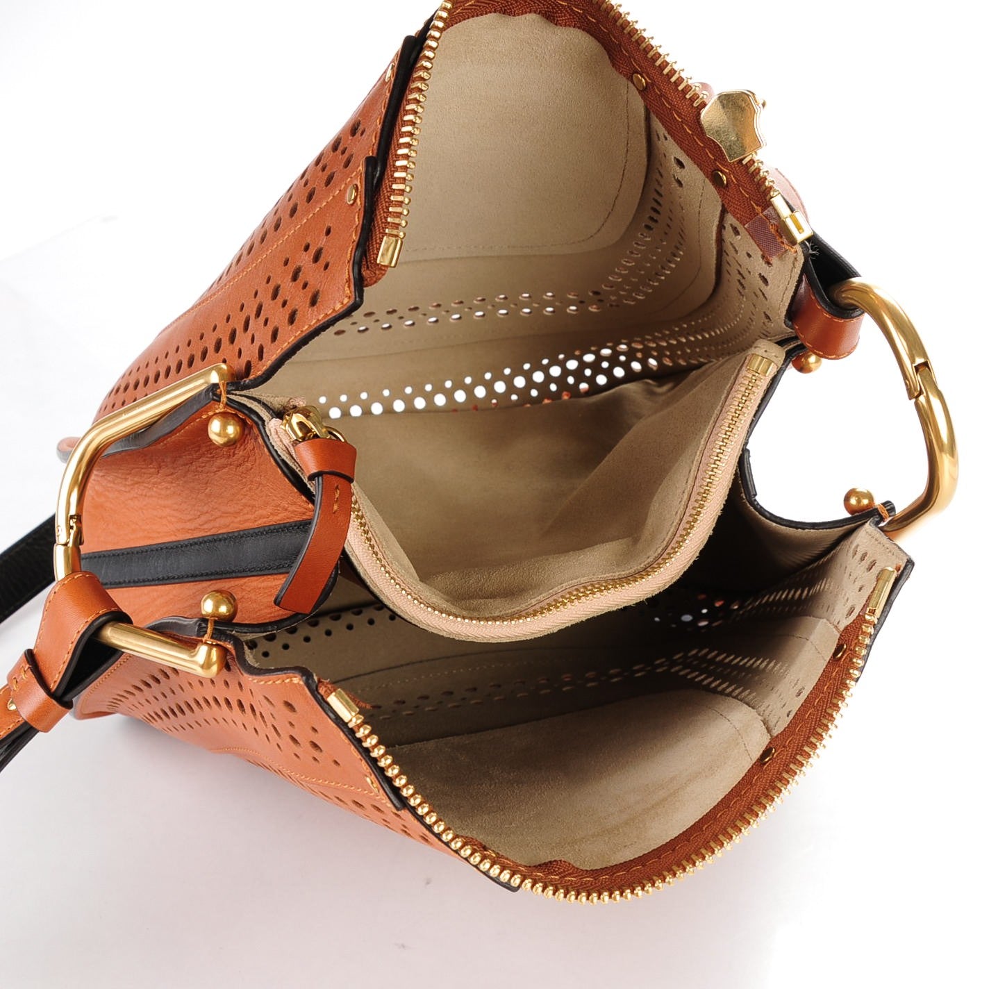 Chloe Calfskin Perforated Small Hayley Hobo Caramel 5 of 7