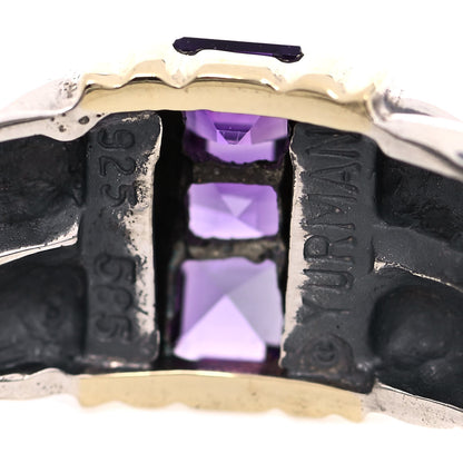 David Yurman Sterling Silver 14K Yellow Gold Amethyst Cable Ring 56 7.5 5 of 5