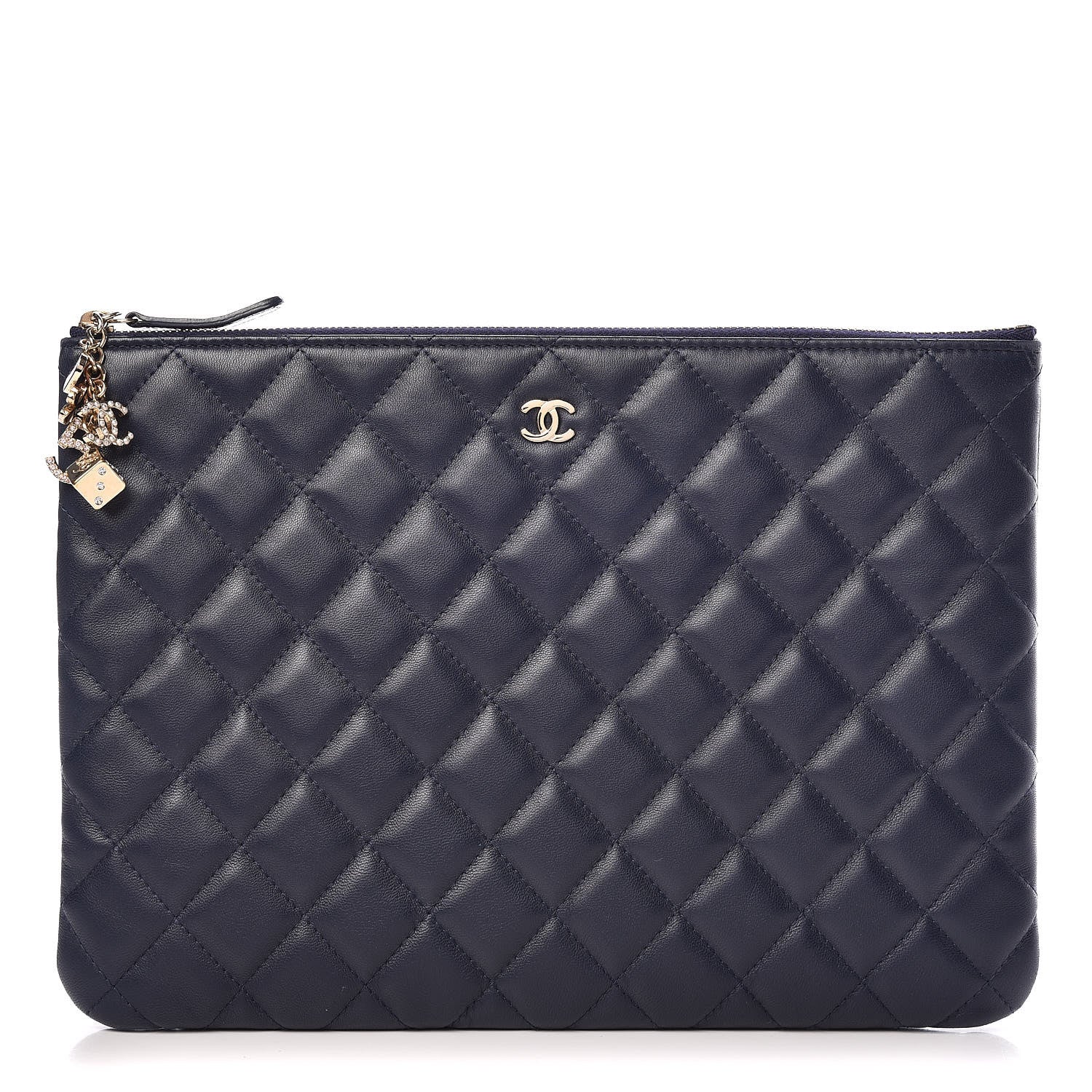 Chanel Lambskin Quilted Medium Casino Beauty CC Cosmetic Case Navy 1 of 8