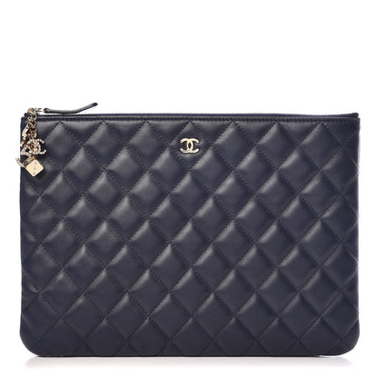 Chanel Lambskin Quilted Medium Casino Beauty CC Cosmetic Case Navy 1 of 8