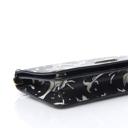 Prada Saffiano Triangle Logo Mermaid Print Mini Crossbody Bag Black 4 of 8