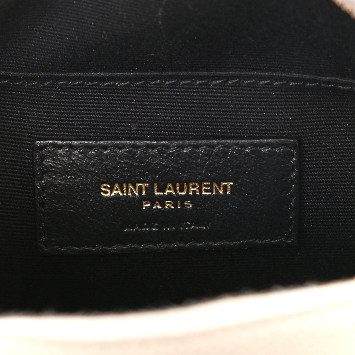 Saint Laurent Grain De Poudre Matelasse Chevron Quilted Round Vinyle Camera Bag Crema Soft 6 of 11
