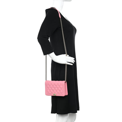Chanel Caviar Quilted Boy Wallet On Chain WOC Light Pink 2 of 17
