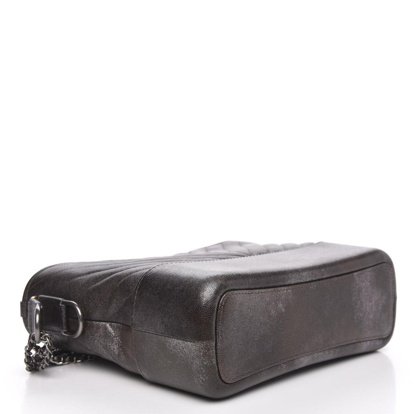Metallic Caviar Chevron Quilted Medium Gabrielle Hobo Dark Silver Gold
