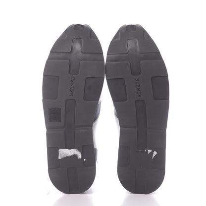 Hermes Technical Canvas Calfskin Goatskin Womens Player Sneakers 38.5 Marine White Black 6 of 12