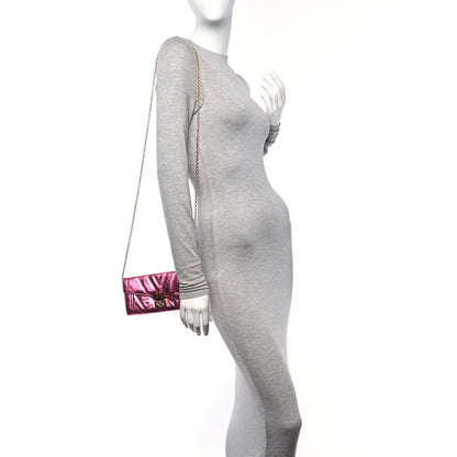 MCM Metallic Calfskin Quilted Patricia Wallet On Chain Viva Lila 3 of 10