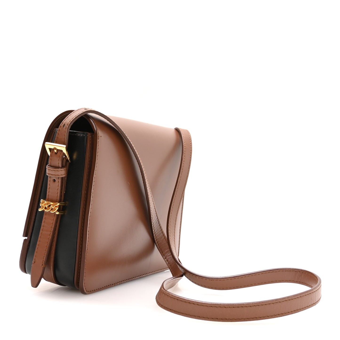 Smooth Calfskin Two Tone Small Grace Bag Malt Brown Black