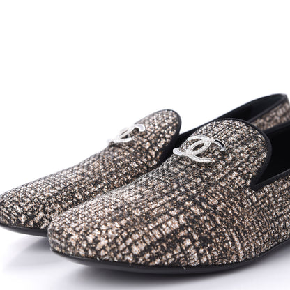 Chanel Fantasy Fabric Grosgrain CC Mocassin Loafers 37 Pink Black 11 of 12