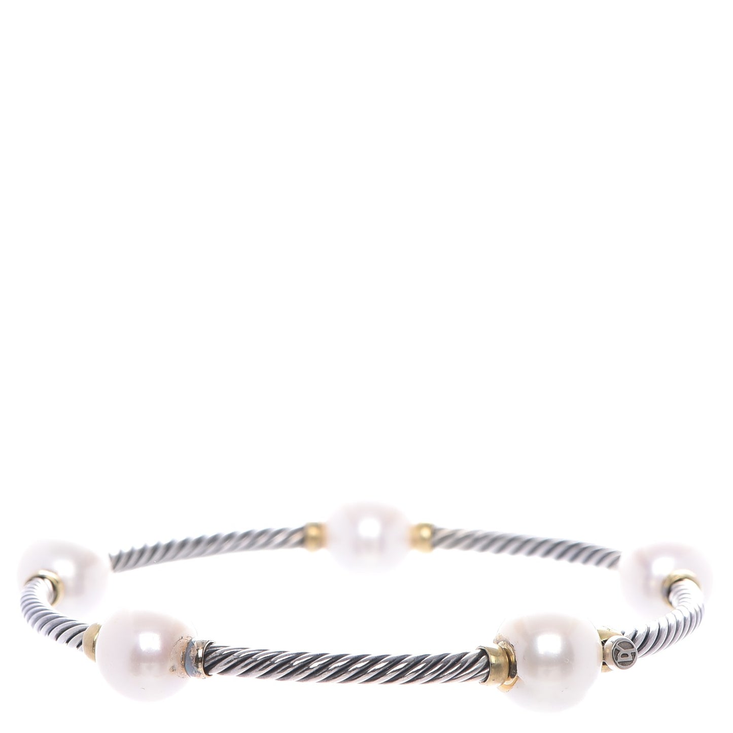 Sterling Silver 18K Yellow Gold Pearl Bracelet