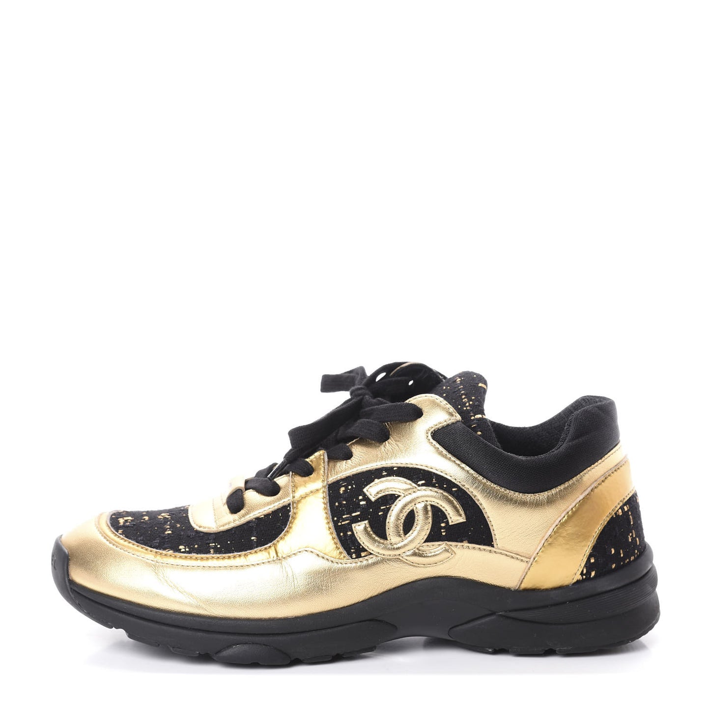 Suede Tweed CC Sneakers 41 Black Gold
