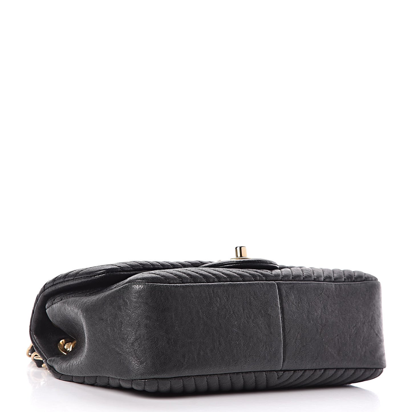 Calfskin Surpique Chevron Small Flap Black