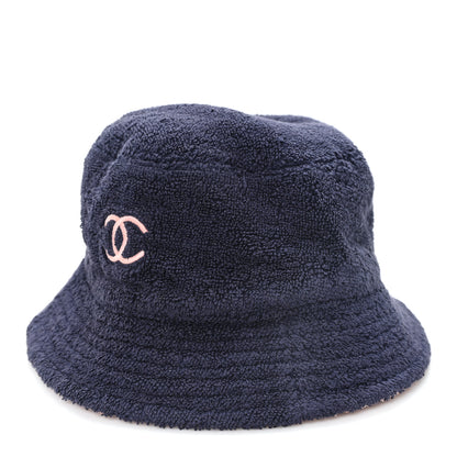 Chanel Cotton Terry Cloth CC Bucket Hat S Blue Pink 1 of 9