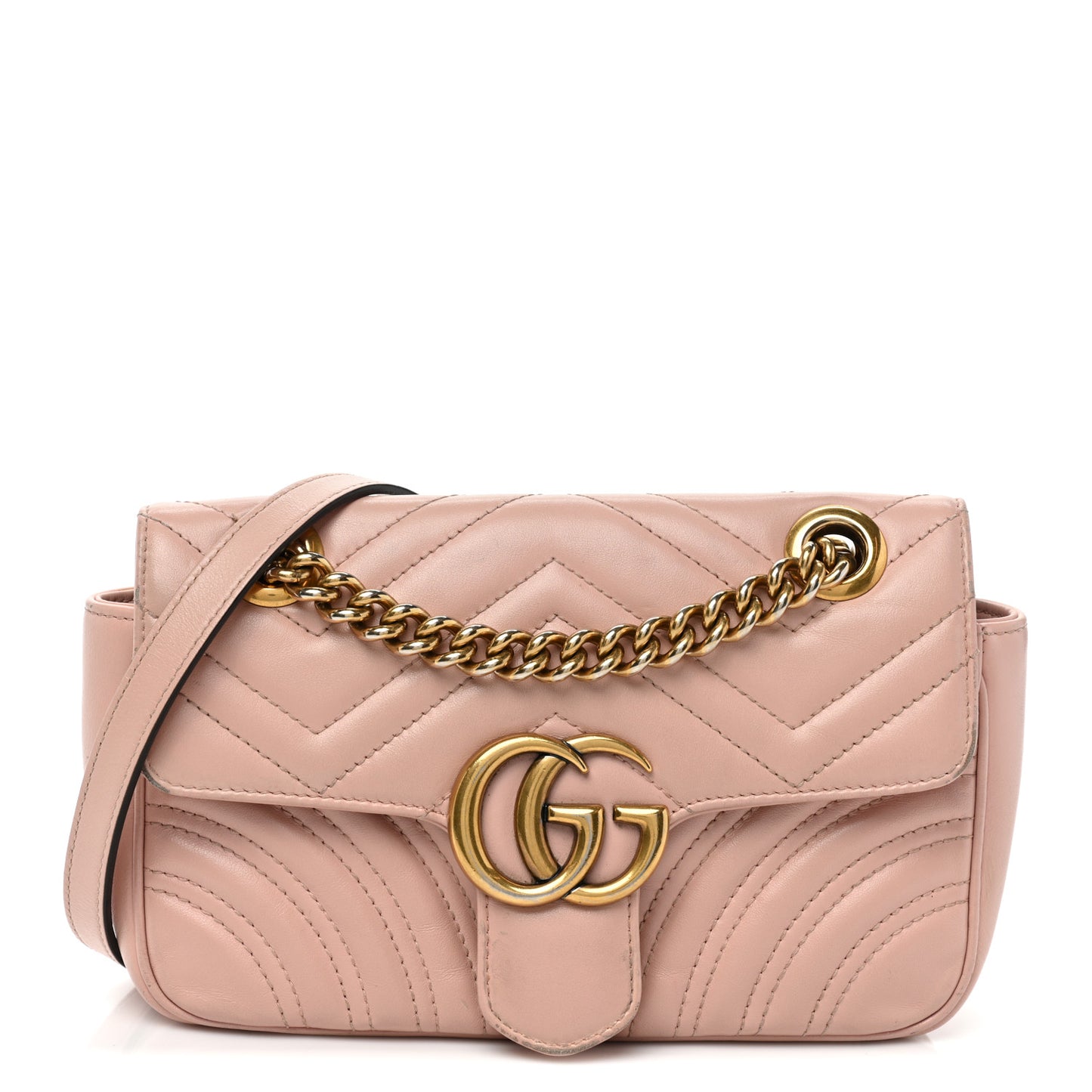Calfskin Matelasse Mini GG Marmont Shoulder Bag Perfect Pink