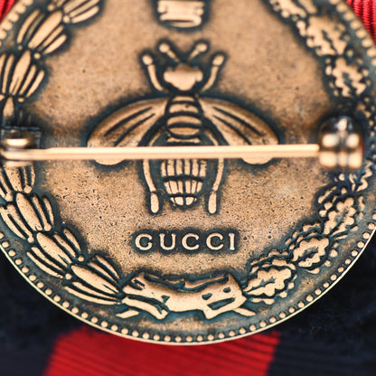 Gucci Grosgrain Web Crystal Bow Brooch Blue Red 4 of 5