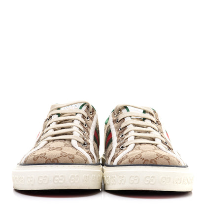 Gucci GG Monogram Web Womens 1977 Tennis Sneakers 40 Beige Ebony Mystic White 2 of 9