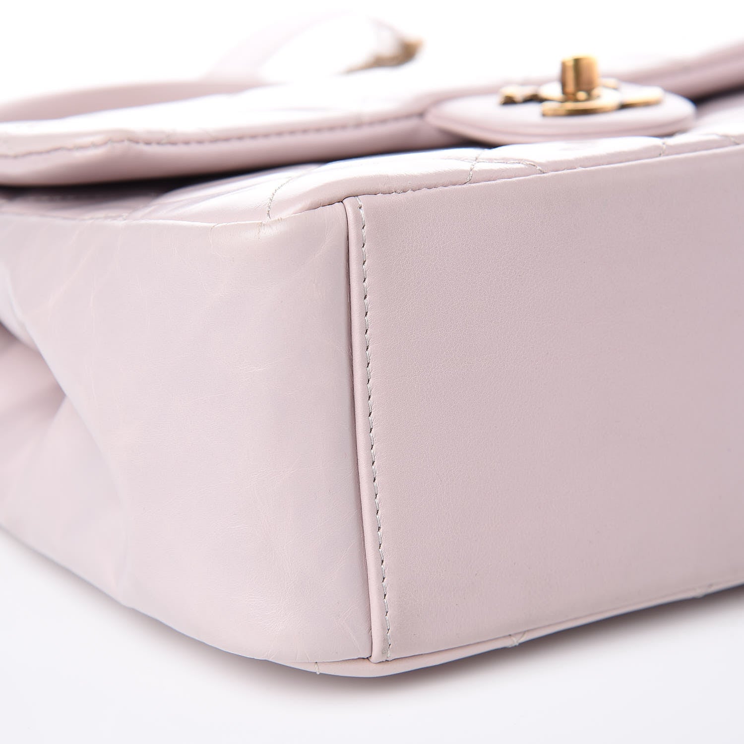 Chanel Glazed Calfskin Quilted Medium Gold Bar Top Handle Flap Light Pink 8 of 11