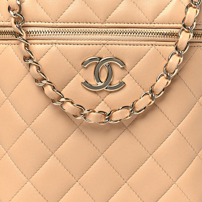Chanel Lambskin Quilted Small Top Handle Vanity Case With Chain Beige 8 of 10