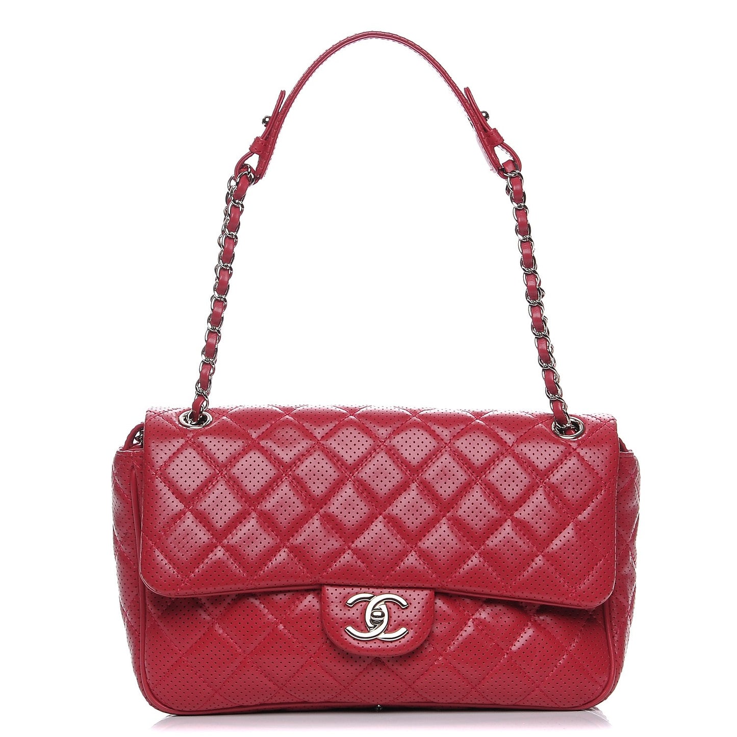 Lambskin Perforated Jumbo Punch Flap Red