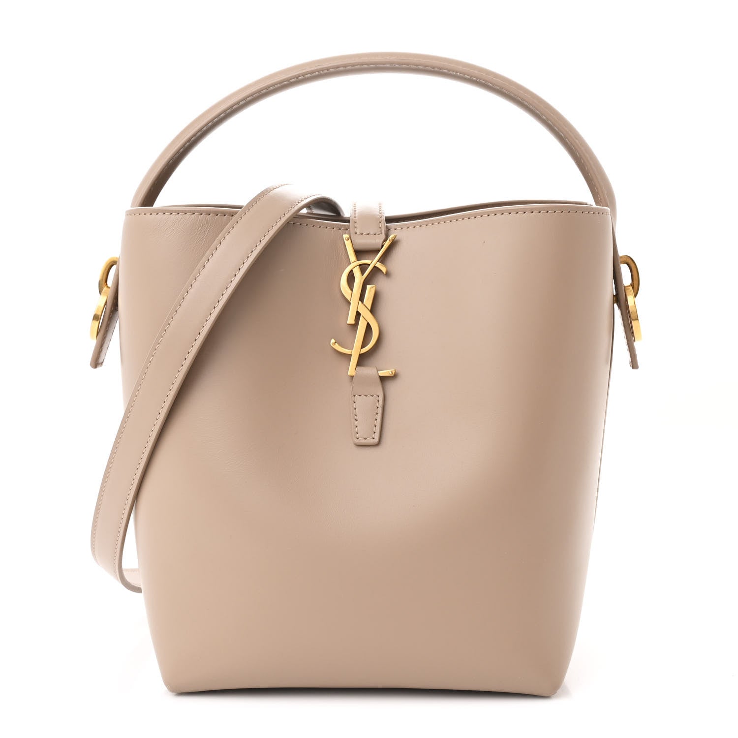 Saint Laurent Shiny Calfskin Le 37 Small Bucket Bag Dark Beige 1 of 11