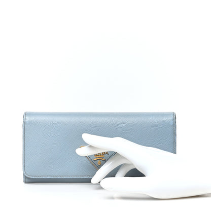 Prada Saffiano Triangle Continental Flap Wallet Astrale 2 of 13