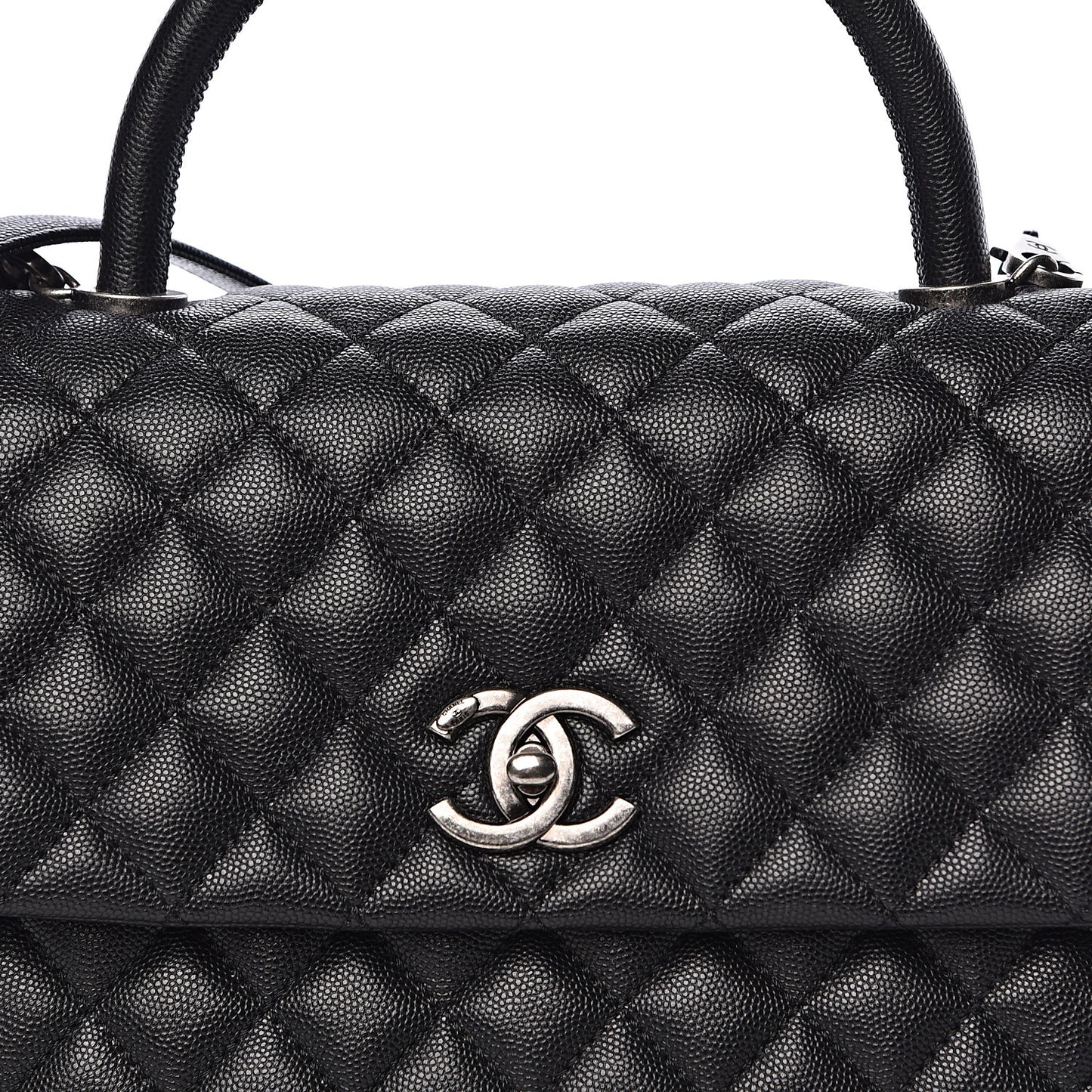 Caviar Quilted Medium Coco Handle Flap Black
