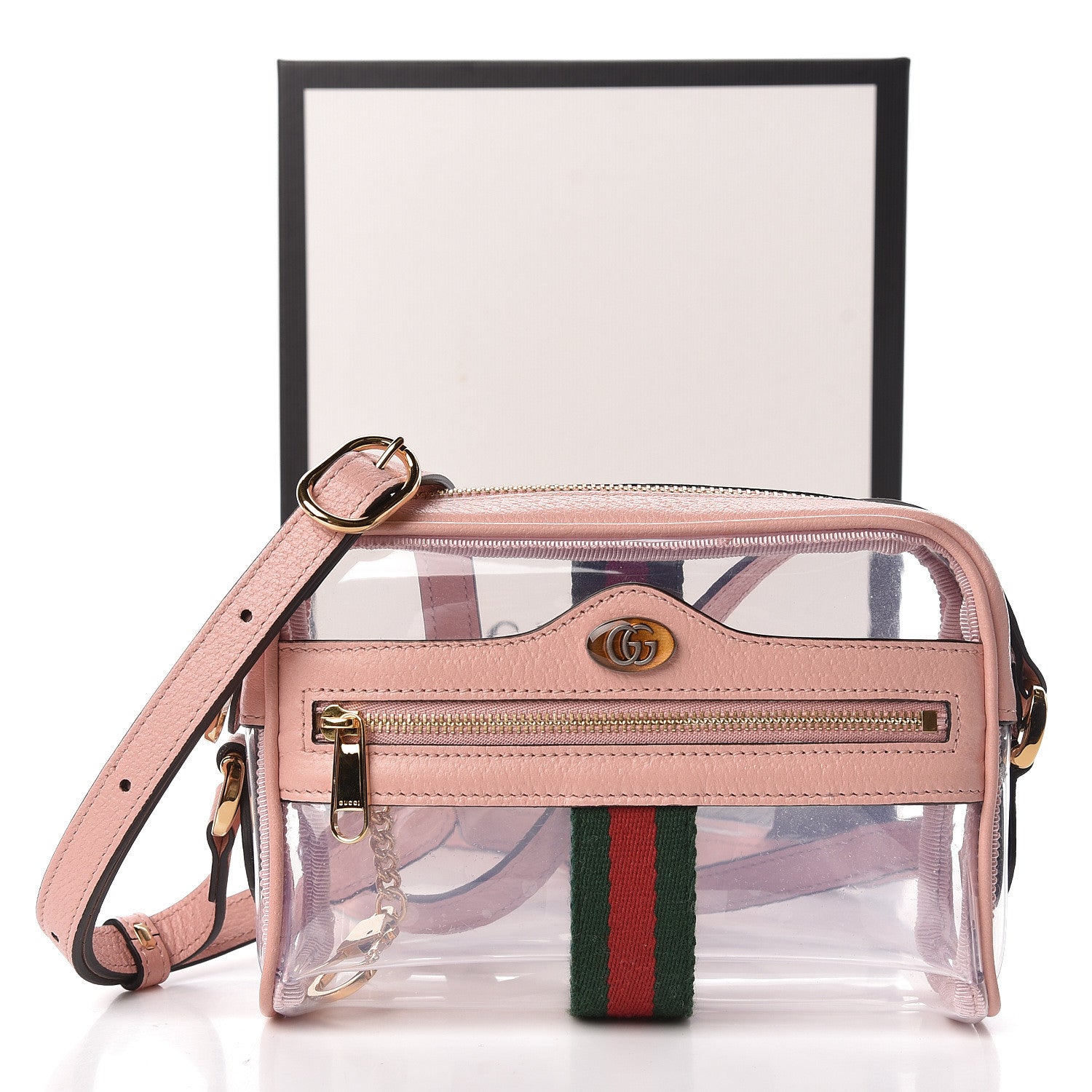 Gucci Vinyl Web Mini Ophidia Transparent Shoulder Bag Perfect Pink 10 of 10