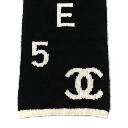 Chanel Wool Cashmere Silk CC Scarf Black White 4 of 4