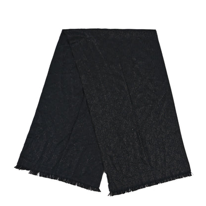 Gucci Wool Silk Shimmer Monogram Shawl Scarf Black 2 of 3