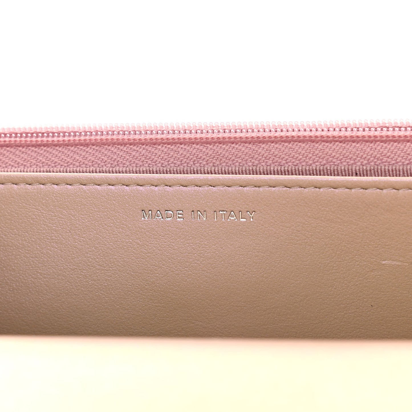 Iridescent Calfskin Quilted Wallet On Chain WOC Pink