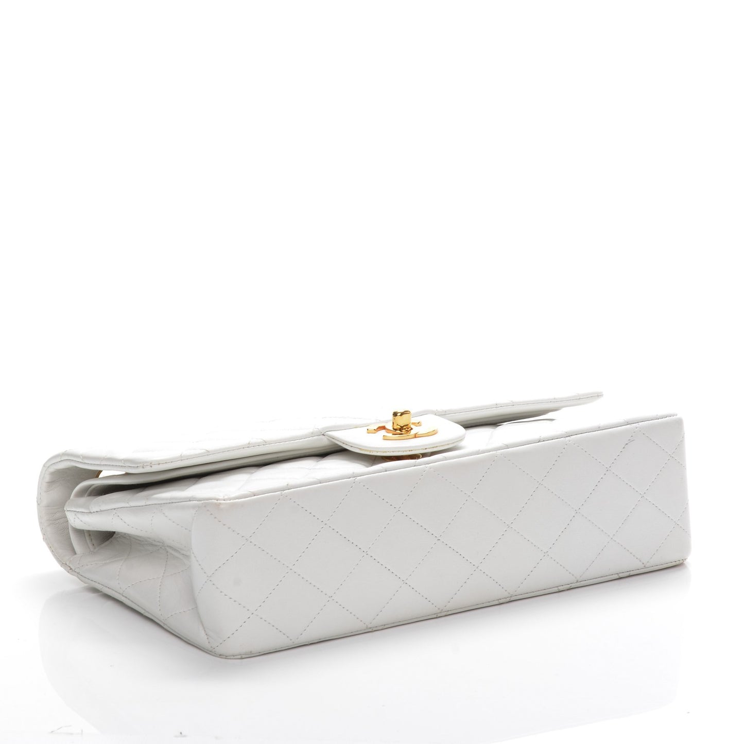 Lambskin Quilted Medium Double Flap White
