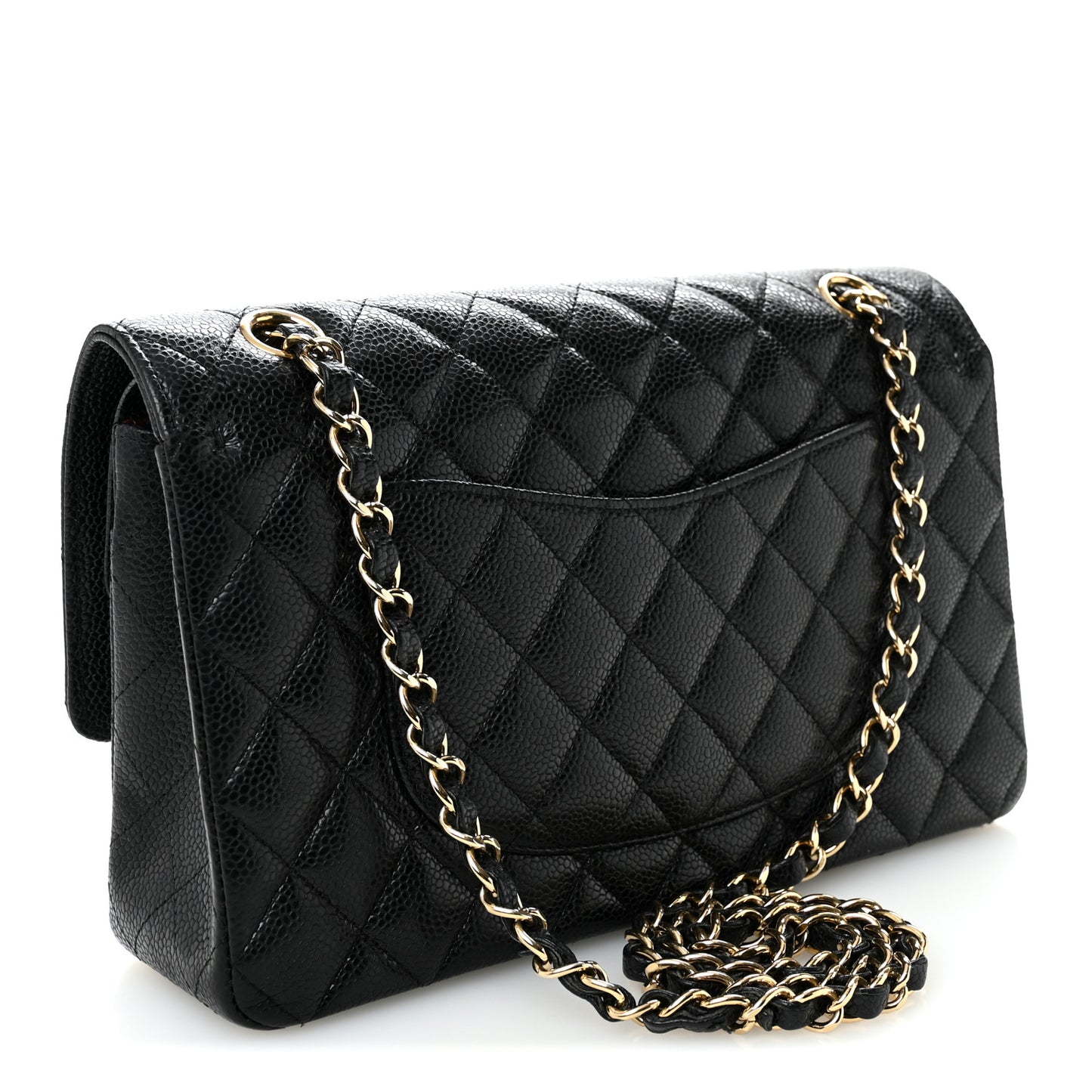 Caviar Quilted Medium Double Flap Black