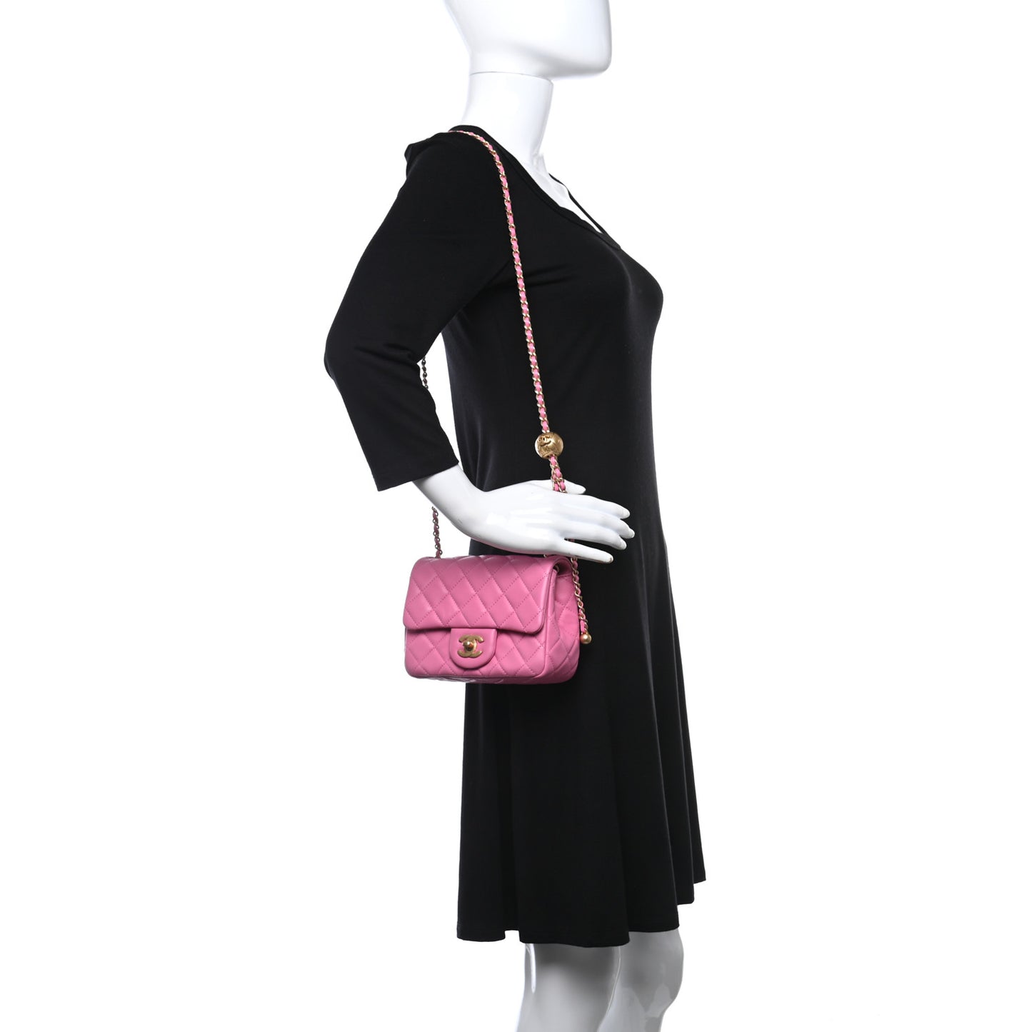 Lambskin Quilted Mini Pearl Crush Flap Pink