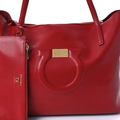 Salvatore Ferragamo Calfskin Medium Gancini Tote Red 8 of 9
